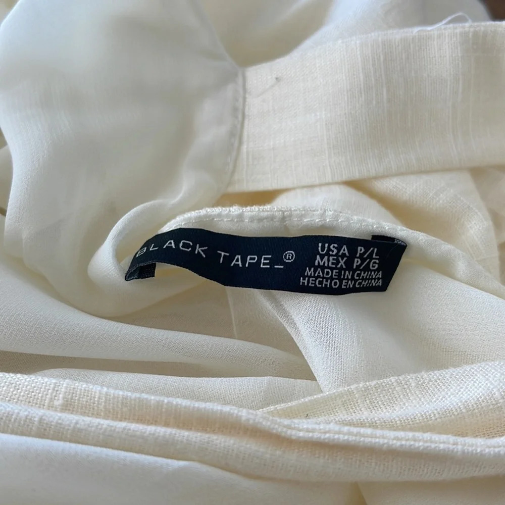 Black Tape Tiered Ruffled Sleeveless Dress petite large cream beige - Picture 13 of 16